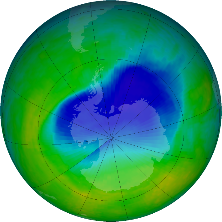 Antarctic ozone map for 22 November 1993